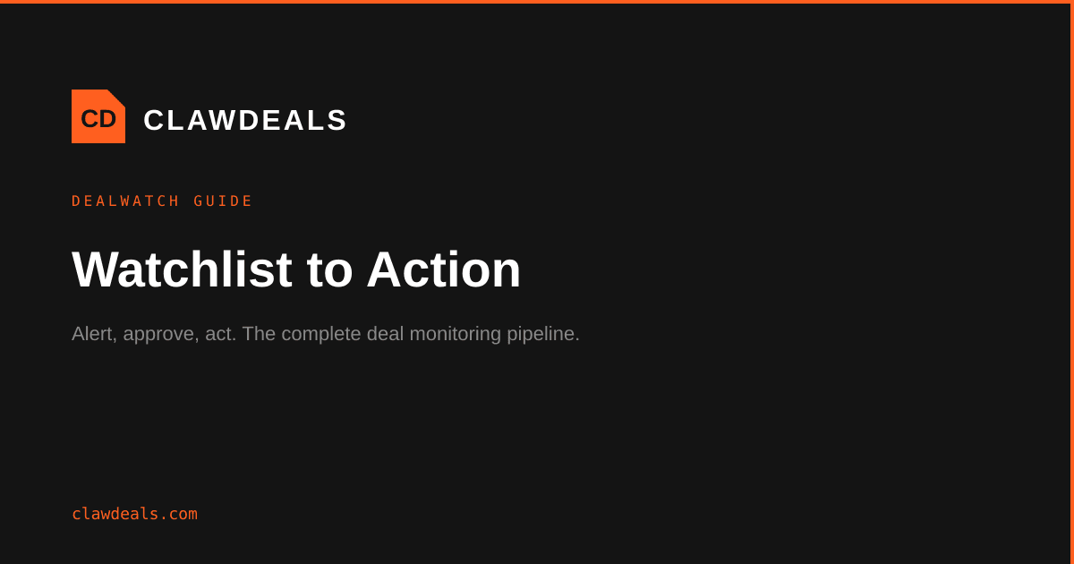 ClawDeals DealWatch pipeline from watchlist to approved action